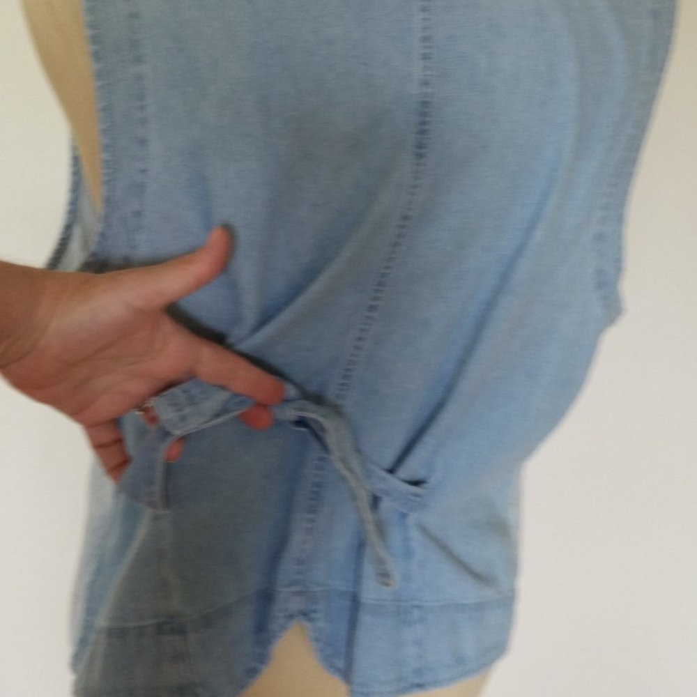 Gloria Vanderbilt Blue Jean Vest Top Birdhouses 2X - Picture 7 of 9